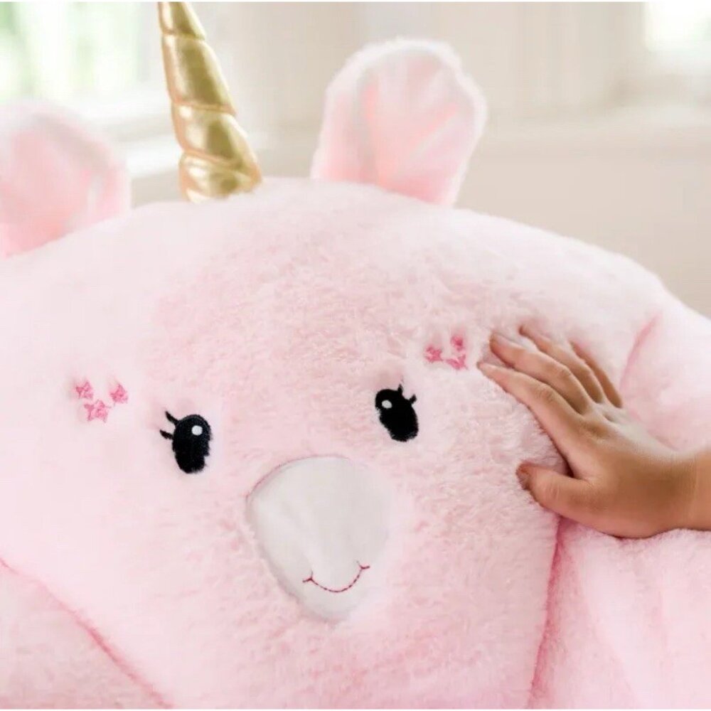 Your Zone Kids, Pink Soft Plush Unicorn Large Bean Bag Chair, Girls Kids 2.25 ft - Picture 4 of 11